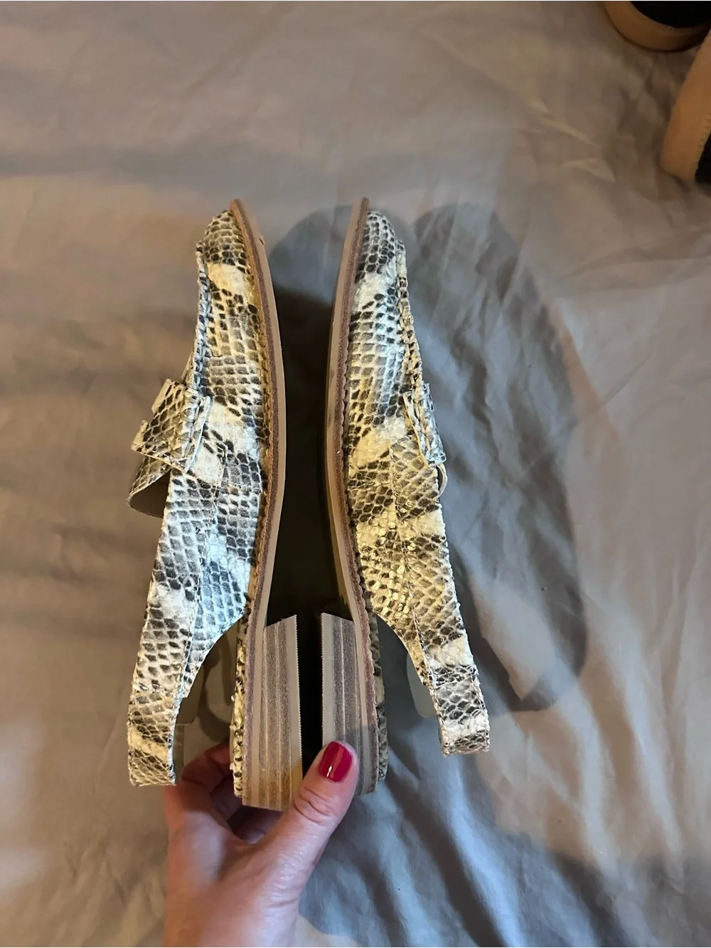 Dolce Vita Snake-Print Slingback Loafers - White and Brown Python